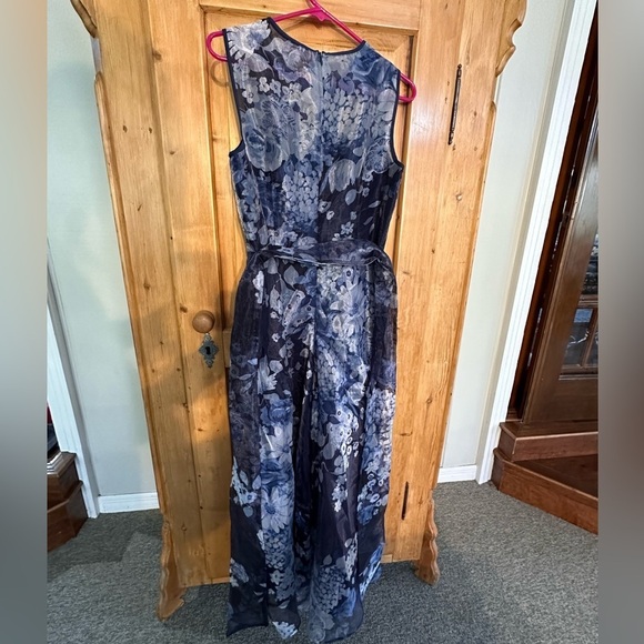 Eliza J Blue Floral Sleeveless Pantsuit 8P - Picture 5 of 12